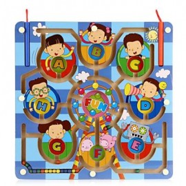 image of WOODEN FERRIS WHEEL MAGNETIC PEN LABYRINTH PUZZLE TOY (COLORMIX) -