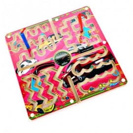 image of KIDS WOODEN MAGNETIC PEN LABYRINTH PUZZLE TOY EARLY EDUCATIONAL LEARNING INTELLECTUAL GAME (COLORMIX) VEHICLE PATTERN