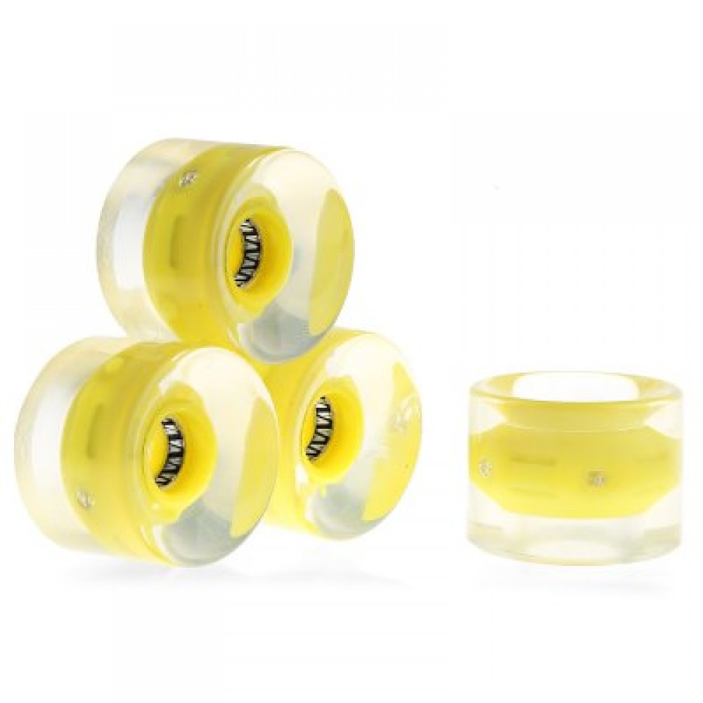 4PCS 60 X 45MM LED TRANSPARENT SKATEBOARD WHEELS (YELLOW) - 4PCS 60 X 45MM LED TRANSPARENT SKATEBOARD WHEELS (YELLOW) -