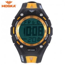 image of HOSKA H010B CHILDREN SPORT WATCH STOPWATCH ALARM BACKLIGHT WEEK DISPLAY 50M WATER RESISTANCE LED WRISTWATCH (YELLOW AND BLACK) 0