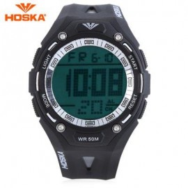 image of HOSKA H010B CHILDREN SPORT WATCH STOPWATCH ALARM BACKLIGHT WEEK DISPLAY 50M WATER RESISTANCE LED WRISTWATCH (WHITE AND BLACK) 0