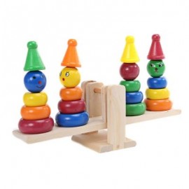 image of MUMAMA WOODEN CLOWN SCALE BALANCE KIDS INTELLIGENT TOY (COLORMIX) -
