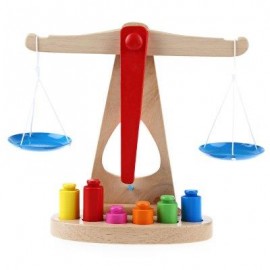 image of SCALE LIBRA PENDULUM EARLY LEARNING WOODEN TOY FOR CHILDREN LEARN BALANCE KNOWLEDGE (COLORMIX) -