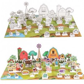 image of 3D DRAWING PUZZLE FARM BUILDING BLOCKS EDUCATIONAL TOY (COLORFUL) -