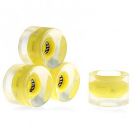 image of 4PCS 60 X 45MM LED TRANSPARENT SKATEBOARD WHEELS (YELLOW) 15.00 x 14.00 x 4.50 cm