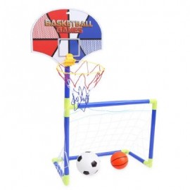 image of ANJANLE KIDS PORTABLE 2 IN 1 FOOTBALL BASKETBALL SET INDOOR OUTDOOR SPORT TOY DEVELOPMENTAL GAME (COLORMIX) -