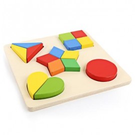 image of 3D WOODEN BUILDING BLOCK DIY MATCHING GEOMETRY PUZZLE TOY (COLORFUL) PATTERN B