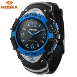 image of HOSKA H804B CHILDREN QUARTZ WATCH 5ATM MULTI-COLORED BACKLIGHT WRISTWATCH (BLUE) 0