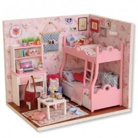 image of CUTEROOM H - 012 - A DIY WOODEN HOUSE FURNITURE HANDCRAFT MINIATURE BOX KIT WITH COVER LED LIGHT - BLOSSOM AGE (COLORMIX) -