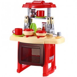 image of KIDS SIMULATION KITCHEN COOKWARE PRETEND ROLE PLAY TOY WITH MUSIC LIGHT (ROSE) -