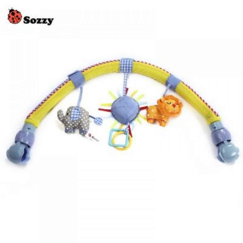 SOZZY STROLLERS CAR CLIP LATHE STRAP TOY (BLUE) - SOZZY STROLLERS CAR CLIP LATHE STRAP TOY (BLUE) -