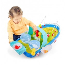 image of 2 IN 1 FISHING / COOKING SHIP PRETEND PLAY TOY WITH LIGHT / MUSIC FOR KIDS (COLORMIX) 0