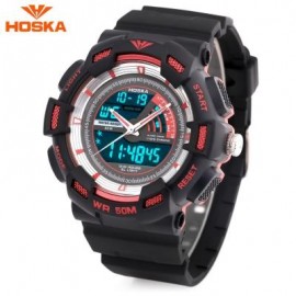 image of HOSKA HD030B CHILDREN QUARTZ DIGITAL WATCH LED CALENDAR CHRONOGRAPH ALARM WRISTWATCH (RED WITH BLACK) 0