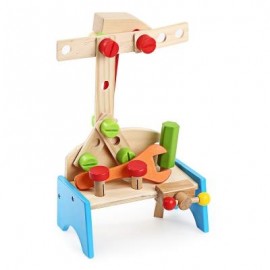 image of YOULEBI WOODEN TOOL TABLE SET KIDS EARLY EDUCATIONAL TOY (COLORMIX) -