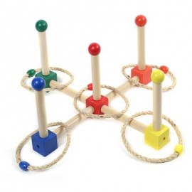 image of KIDS WOODEN CAST RING LAYER UP THROWING GAME SPORTS TOY (COLORMIX) -