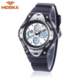 image of HOSKA HD024S DUAL MOVT CHILDREN QUARTZ DIGITAL WATCH LUMINOUS DAY ALARM DISPLAY 5ATM WRISTWATCH (BLACK) 0