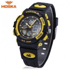 image of HOSKA H003S DIGITAL QUARTZ CHILDREN SPORT WATCH CHRONOGRAPH CALENDAR ALARM BACKLIGHT 5ATM WRISTWATCH (YELLOW AND BLACK) 0