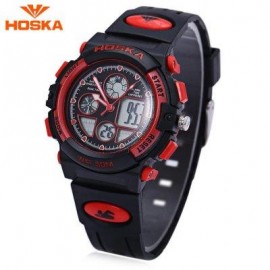 image of HOSKA H003S DIGITAL QUARTZ CHILDREN SPORT WATCH CHRONOGRAPH CALENDAR ALARM BACKLIGHT 5ATM WRISTWATCH (RED WITH BLACK) 0