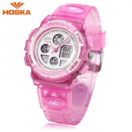 image of HOSKA H003S DIGITAL QUARTZ CHILDREN SPORT WATCH CHRONOGRAPH CALENDAR ALARM BACKLIGHT 5ATM WRISTWATCH (PINK) 0