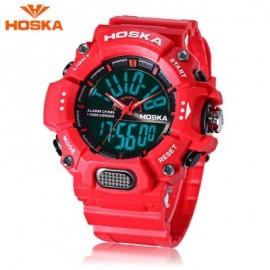 image of HOSKA HD032B CHILDREN DIGITAL QUARTZ WATCH 5ATM CHRONOGRAPH ALARM CALENDAR WRISTWATCH (RED) 0