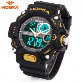image of HOSKA HD031B CHILDREN DUAL MOVT WATCH DATE DAY DISPLAY ALARM CHRONOGRAPH WRISTWATCH (YELLOW AND BLACK) 0