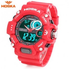 image of HOSKA HD031B CHILDREN DUAL MOVT WATCH DATE DAY DISPLAY ALARM CHRONOGRAPH WRISTWATCH (RED) 0