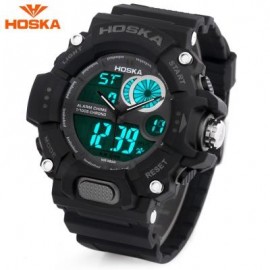 image of HOSKA HD031B CHILDREN DUAL MOVT WATCH DATE DAY DISPLAY ALARM CHRONOGRAPH WRISTWATCH (BLACK) 0
