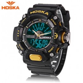 image of HOSKA HD032B CHILDREN DIGITAL QUARTZ WATCH 5ATM CHRONOGRAPH ALARM CALENDAR WRISTWATCH (YELLOW AND BLACK) 0