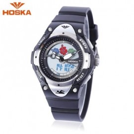 image of HOSKA HD023S DUAL MOVT CHILDREN QUARTZ DIGITAL WATCH LUMINOUS DATE DAY DISPLAY 5ATM WRISTWATCH (BLACK) 0