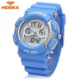 image of HOSKA HD004B DIGITAL QUARTZ CHILDREN SPORT WATCH CHRONOGRAPH CALENDAR ALARM BACKLIGHT 5ATM WRISTWATCH (BLUE) 0