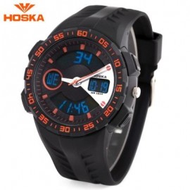 image of HOSKA HD029B CHILDREN DUAL MOVT WATCH 5ATM CALENDAR CHRONOGRAPH ALARM WRISTWATCH (BLACK AND ORANGE) 0