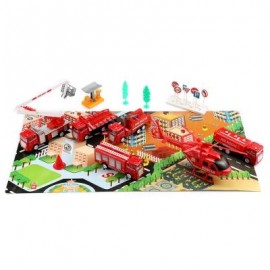 image of XIONGFENGDA KIDS ALLOY 1:60 SCALE SIMULATION FIRE RESCUE SET CAR MODEL TOY CHRISTMAS GIFT (RED) -