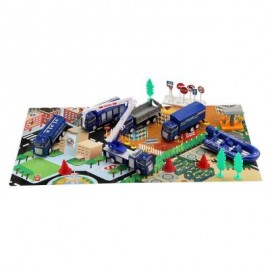 image of XIONGFENGDA ALLOY 1:60 SCALE POLICE DEPARTMENT SET FOR KIDS (BLUE) -