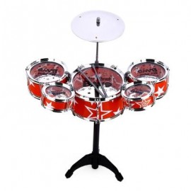 image of WANYI KIDS DELUXE JAZZ DRUMS KIT MUSICAL INSTRUMENT TOY WITH CYMBAL STOOL CHRISTMAS BIRTHDAY GIFT (RED) -