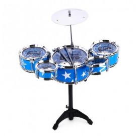 image of WANYI KIDS DELUXE JAZZ DRUMS KIT MUSICAL INSTRUMENT TOY WITH CYMBAL STOOL CHRISTMAS BIRTHDAY GIFT (BLUE) -