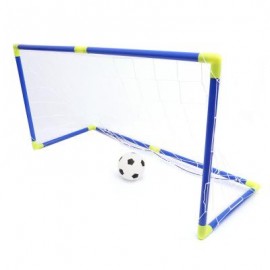 image of ANJANLE KIDS PORTABLE DOUBLE FOOTBALL GOAL NET SET SPORT TOY (BLUE AND YELLOW) One Size