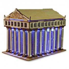 image of COLORED DRAWING DIY VENEER THE TEMPLE OF ZEUS WITH AUTOMATIC SOLAR LED LIGHT SENSATION ROMANTIC GIFT FOR VALENTINE'S DAY (GOLDEN) -