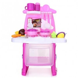 image of RANXIAN LUXURY SIMULATION KITCHEN COOKING TOOLS KIT FOR KIDS (PINK) -