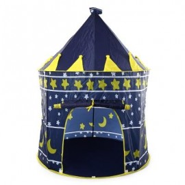 image of CHILDREN FOLDING PLAY HOUSE PORTABLE TOY TENT CASTLE PLAYHUT (DEEP BLUE) -