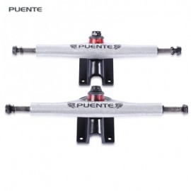 image of PUENTE 2PCS UNIVERSAL DURABLE MAGNESIUM ALLOY 7 INCH SKATEBOARD TRUCK (SILVER WHITE) -