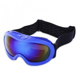 image of KID UV PROTECTION DOUBLE ANTI-FOG LENS SPHERICAL SKIING GLASSES SNOW GOGGLES (COLORMIX) BLUE PLATE WITH BLUE FRAME