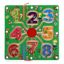 image of WOODEN NUMBER MAGNETIC PEN LABYRINTH PUZZLE TOY FOR KIDS (COLORMIX) One Size
