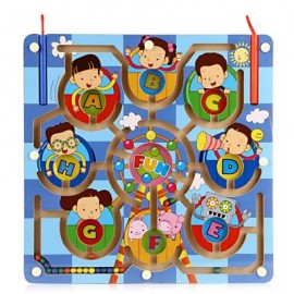 image of WOODEN FERRIS WHEEL MAGNETIC PEN LABYRINTH PUZZLE TOY (COLORMIX) One Size
