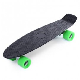 image of 22 INCH FOUR-WHEEL STREET LONG MINI FISH SKATEBOARD (BLACK, GREEN WHEEL) Green Wheel