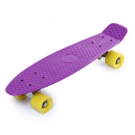 image of 22 INCH FOUR-WHEEL STREET LONG MINI FISH SKATEBOARD (PURPLE, YELLOW WHEEL) Yellow Wheel
