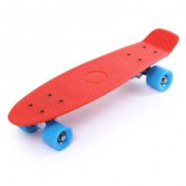 image of 22 INCH FOUR-WHEEL STREET LONG MINI FISH SKATEBOARD (RED, BLUE WHEEL) Blue Wheel