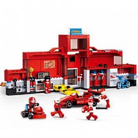 image of SLUBAN 2IN1 TECHNIC F1 FORMULA RACING CAR TRANSPORT TRUCK BUILDING BLOCK BRICK TOY ( 557 PIECE ) (RED) 0