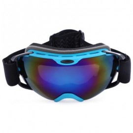 image of UV PROTECTION ANTI-FOG BIG SKIING GOGGLES MASK MEN WOMEN SNOWBOARDING GLASSES (BLUE) BLUE PLATE WITH BLUE FRAME