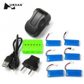 image of WSX - X6A 6PCS 500MAH 25C BATTERY WITH CHARGER FOR HUBSAN X4 H107 H107L H107C H107D V252 JXD385 (COLORMIX) -