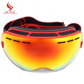 image of BENICE DOUBLE LENS UV400 ANTI-FOG BIG SPHERICAL SKIING GLASSES (RED) -